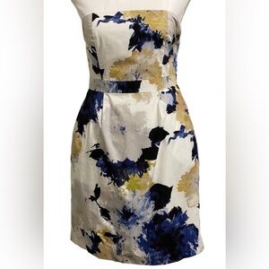 J. Crew Dress Strapless  Floral  White and Blue Cotton Dress with Pockets   4